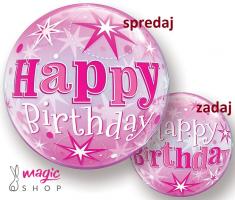 Bubble balon Happy birthday roza