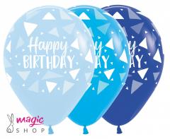 Baloni happy birthday modri trikotniki