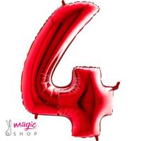 Balon številka 4 rdeča 75 cm