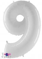 Balon številka 9 bela 100 cm