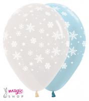 Baloni snežinke prozorni in modri 25 kom