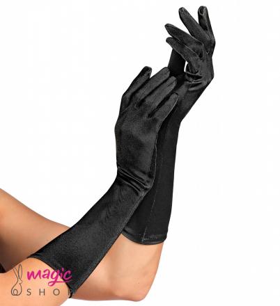 Črne satenaste rokavice 40 cm 14421