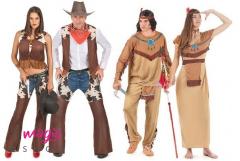 Pustni kostumi kavbojci in indijanci za pare