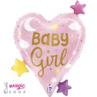 Balon baby girl srček 64 cm