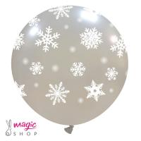 Srebrn balon 80 cm snežinke