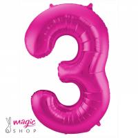 Balon številka 3 magenta roza 85 cm