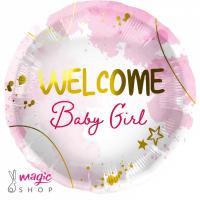 Balon welcome baby GIRL 45 cm