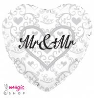 Balon folija za istospolno poroko MR&MR srce 45 cm