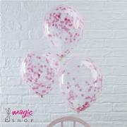 Prozorni baloni z roza konfeti 5 kosov