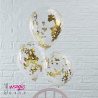 Prozorni baloni z zlatimi konfeti 5 kosov