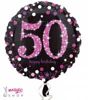 Balon za 50. rojstni dan roza bleščeč