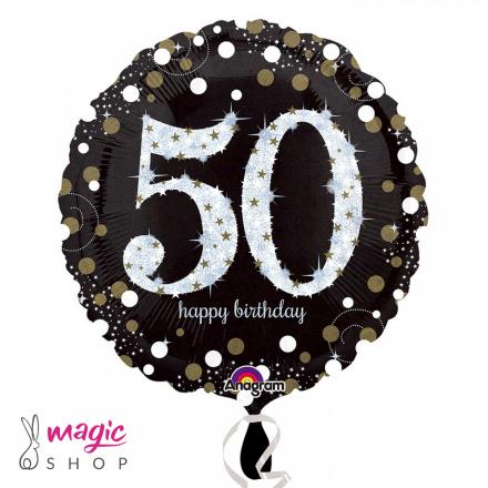 Balon za 50. rojstni dan črn bleščeč