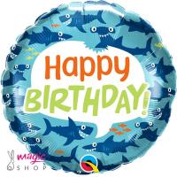 Balon morski pes happy bday 45 cm