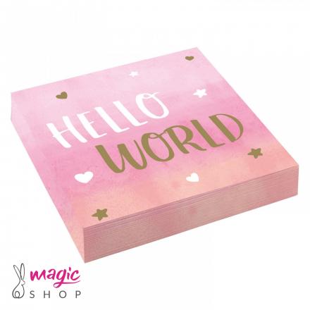 Papirnate serviete Hello world roza